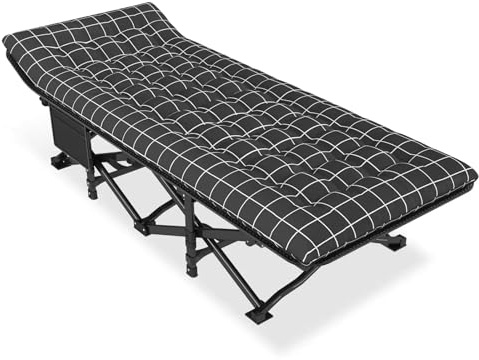 Camp Bed with Mattress for Adults,Folding Camping Bed Heavy Duty,68*190cm | with Carry Bag,Double Layer Steel Frame,Portable Travel Cot for Car Boot,Guest Bed for Home,Office,Outdoor,Guest & Travel