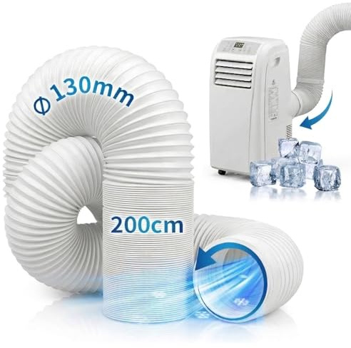 Ninonly Tubo Aire Acondicionado Portatil 130MM Diámetro Longitud Telescópica 2M Giro en Sentido Antihorario para Aires Acondicionados,Secadoras de Ropa,Campanas Extractoras y Secadoras