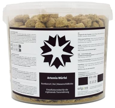 algova Artemia Würfel 5L = 450g – Gefriergetrocknetes Zierfischfutter | Gesiebt & frei von Abrieb – Schwimmendes Fischfutter mit hoher Akzeptanz – Für Diskus, Skalare, Koi & Cichliden