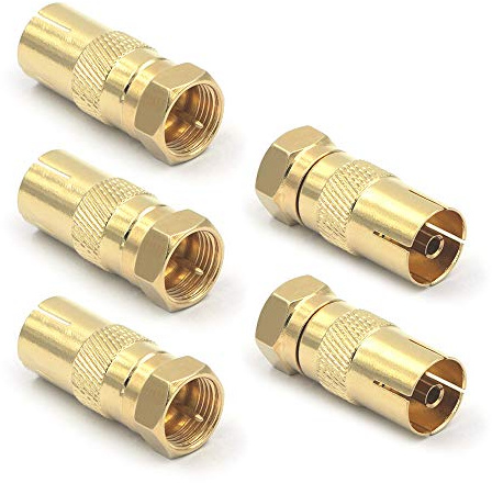 VCE Adattatore IEC F Maschio-Femmina SAT Cavo Coassiale, 5 Pezzi | Accoppiatore IEC F maschio-femmina, compatibile tutti cavi coassiali SAT