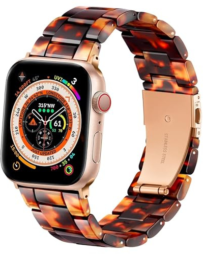 Wongeto Resin Strap Compatible with iWatch Band 38mm 40mm 41mm Apple Watch SE Series 7/6/5/4/3/2/1 Women Girl Men with Stainless Steel Metal Buckle ightweight Wristband