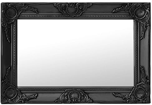 vidaXL Wandspiegel im Barock-Stil Antik mit Montagehaken Dekospiegel Hängespiegel Badspiegel Spiegel Flurspiegel Garderobe 60x40cm Schwarz