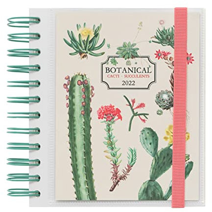 Grupo Erik Terminkalender 2022 - Botanical Cacti Taschenkalender 2022 klein - Ringbuch A5 Kalender 2022, AAEDPM2202, Botanical grün