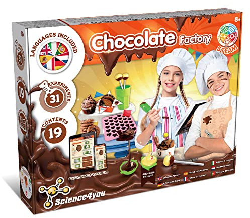 Science4you Fábrica de Chocolates - Juegos y Juguetes para Niños 8 años con 31 Experimentos, Haz Galletas y Bombones, Incluye los Moldes, Juego Cocina Infantil y Regalos para Niños 8 9 10 Años