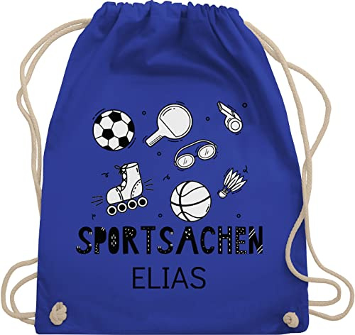Turnbeutel Rucksack - Kita Beutel Wechselsachen Mädchen - Sportsachen - Fussball Tischtennis Schwimmen Basketball - Unisize - Royalblau - name wechselbeutel personalisierte junge stoffbeutel kinder