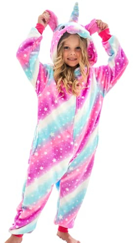 Piefry Grenouillère Licorne Douce Pyjama Combinaison Surpyjama pour Enfants (Etoiles Roses/Violettes, 3-4 Ans)