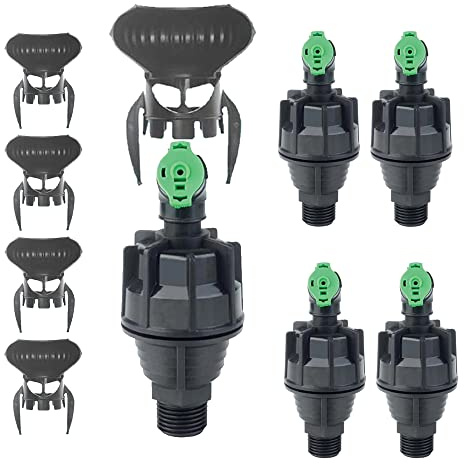 [Pack 5] Aspersor rotativo de riego súper 10 + Deflector 180º - Rosca 1/2 Macho. Aspersor rotativo 360 con Alcance hasta 10m - Microaspersor 360 2.5 a 4 Bar. Aspersor de riego Boquilla Verde