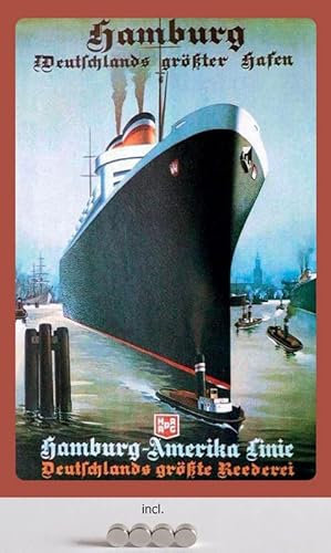 Metall Schild 20x30cm mit 4 Magneten Hamburg Amerika Linie Schiff Urlaub Blechschild