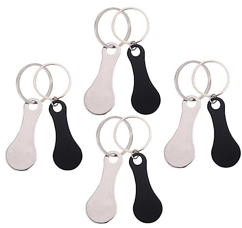 NUOBESTY Grocery Cart Token Keychain Stainless Steel Shopping Trolley Tokens Metal Keyring