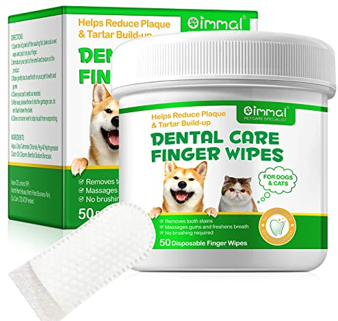 Teeth Cleaning Wipes for Dogs & Cats, 50PCS Pet Breath Freshener Dental Finger Wipes, One-time Gentle Cleaning and Removal of Plaque, Gum Care and Tartar no-Rinse Dog Finger Toothbrush