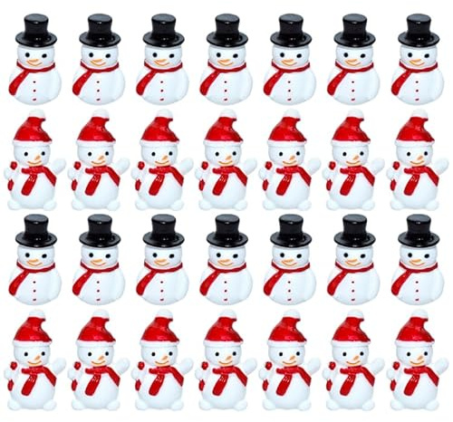 IMIKEYA 40 Stück Miniatur Schneemann Weihnachten Mini Harz Figuren Deko Miniatur Weihnachten Ornamente klein Weihnachtsfiguren Schneemann für Basteln, Mikro Landschafts, Schneekugeln