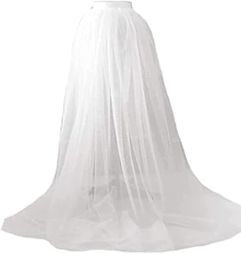 Miolasay Damen Sexy Netzstoff Tüll Tutu Langer Rock Hochzeit Party Cocktail Brautkleid Ballkleid Bandage Überrock Netzstoff Maxikleid, A-weiß, Einheitsgröße