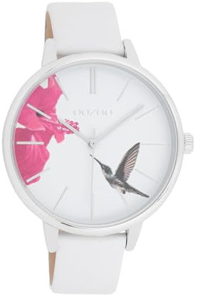 Oozoo - Timepieces Damen Uhr in Silber/Grün | Armbanduhr Damen mit Metallarmband | Moderne Uhr für Frauen | Edle Analog Damenuhr in rund C11066 (42mm Gehäuse)