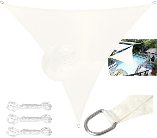 LEcylankEr Toldo Vela Rectangular Triangular， Toldos Exterior Terraza Impermeable Protección UV, Poliéster Tela Sombra Exterior Adecuado para Patio Jardín, Terraza (Blanco, 5 * 5 * 5M)