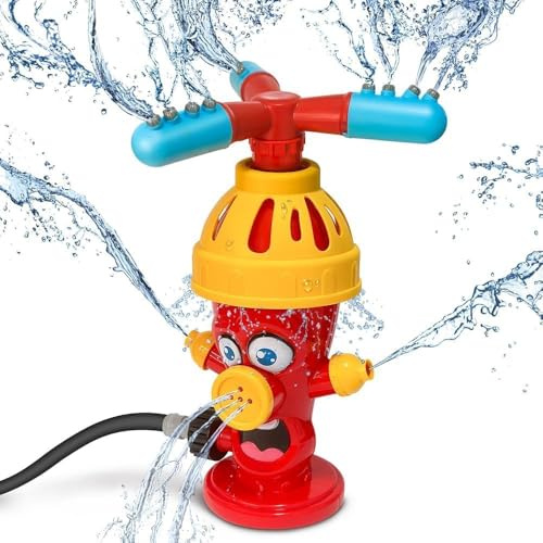 Hydrant Sprinkler,Rasensprenger Sprinkler Wasser mit 360° Rotierende Spritzer,Wassersprenkler Garten