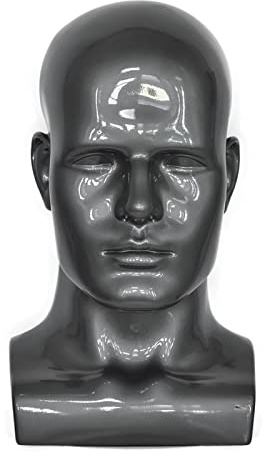 Tcwuzick Professioneller Mannequinkopf für Herren, für Perücken, Hüte, Kopfhörer, Masken, Sonnenbrillen, Schmuck (Grau)