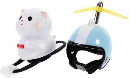HANABASS Katzendekor Kunstharz Katzen-Fahrrad-Ornament Helm Windgetriebener Propeller