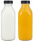 LIMILI Botellas de leche de vidrio reutilizables, paquete de 2 unidades de 1 litro con tapas, lácteos, jugos y botellas de bebida para desayuno casero, pícnics, bodas (negro)