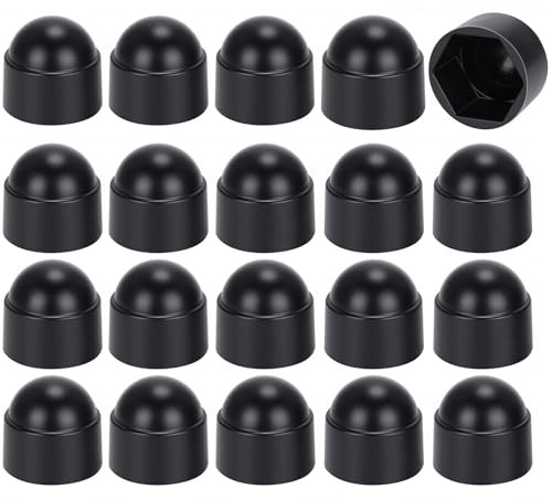 Noosverl M18 (27mm) Black Plastic Hex Nut Bolt Dome Cap Cover, Nut and Bolt Protective Caps, 20PCS
