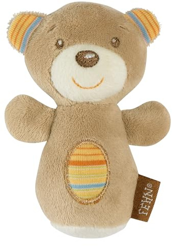 Fehn Mini-Rassel Teddy – Mini-Greifling zum Rasseln, Spielen & Fühlen | Mit kuschelweichem Stoff-Tier zum Spielen – ein treuer Begleiter für Babys und Kleinkinder ab 0 Monaten