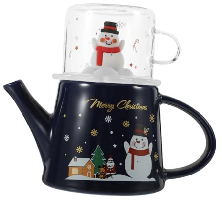 TOPBATHY Teiera in Ceramica Tazza Set Da Tè Portatile Design Di Cartoni Animati Articoli Da Tè Per Ufficio e Casa Per Feste Di Natale