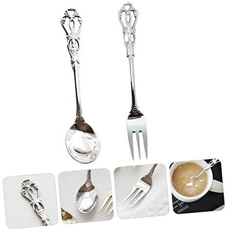 CIYODO Set Retro Geschirr Löffel Set Edelstahl Englisch Aushöhlen Spork Servierutensil