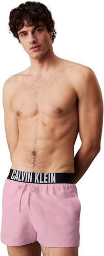 Calvin Klein Uomo Pantaloncino da Bagno Short con Fascia con Logo, Rosa (Sweet Pink), L