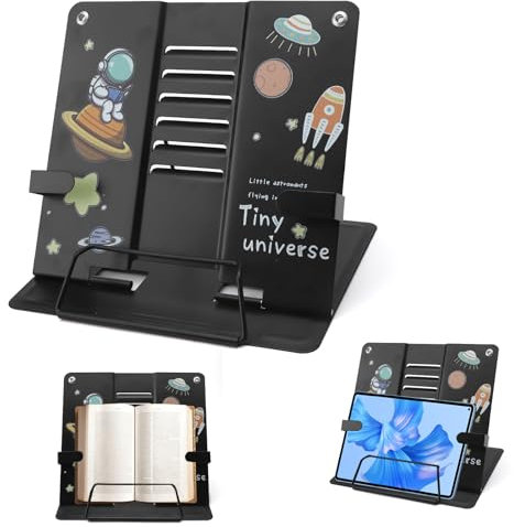 HENGBIRD Supporto da Lettura per Bambini A Scuola, in Metallo, Leggio da Tavolo Pieghevole, Multifunzione, Leggio per Libri per Bambini, Portatile, Regolabile, per Libri di Cucina