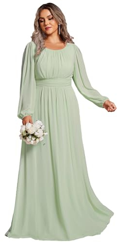 Ever-Pretty Women's Bright Round Neck Long Sleeve Chiffon Floor Length Evening Dresses ES0106B