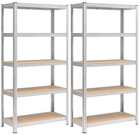 IWOFER Set 2 Scaffali in Metallo 180x90x40 cm per Carichi Pesanti 875 kg - 175 kg per Ripiano Scaffalatura 5 ripiani per Magazzino Garage (2)