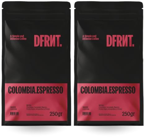 DFRNT. Colombia Espresso 500g – Café de Especialidad en Grano (88 Puntos SCA) – Specialty Coffee Beans 100% Arábica – Notas Chocolate y Caramelo – Ideal para Espresso – Tueste Reciente en España