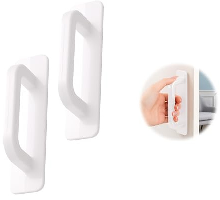 tiyiyok 2 Stück Selbstklebende Griffe, 100 mm Balkontürgriff, Terassentürgriff Außen, Schrankgriffe zum Kleben, Griff Balkontür, für Möbel, Schränke, Fenster, Schiebetüren (Weiß)