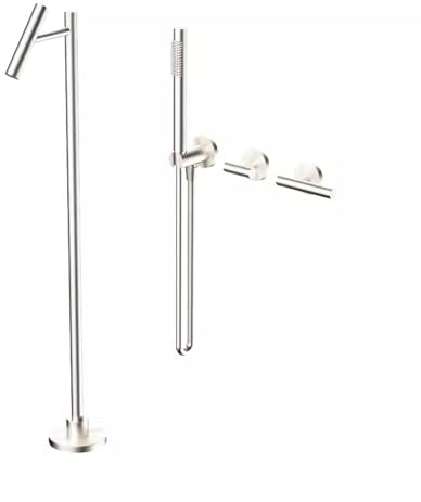 BiaoTeng Grifo de Pie Para Bañera Exenta y Ducha agua Fría y Caliente Laton Grifo de Bañera Empotrado Cromo