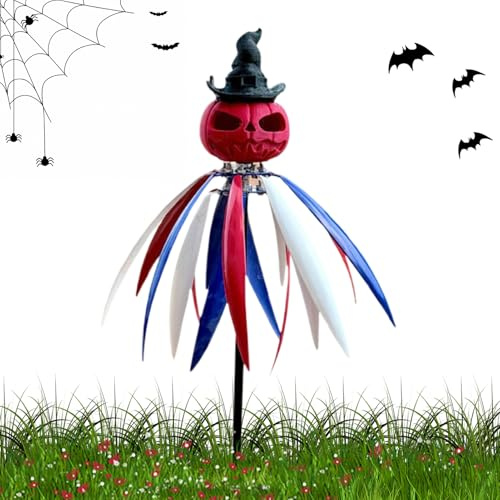 Girouette Decorative - Torniquete de viento al aire libre Espantapájaros arte de jardín,carretes de viento esculturas Decoraciones espeluznantes Halloween para jardín, terraza césped, balcón porche