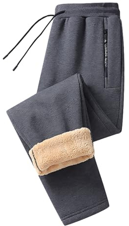 Verdickte gefütterte Sporthose für Damen, schwarz, hohe Taille, Fleece-gefütterte Sweathose, Walkinghose, Fleece-Leggings, Sweathose, Thermohose, Petitetrouser, Outdoor, Streetwear, grau, L