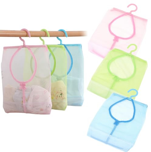 3 bolsas para pinzas de la ropa, 22 x 37 x 0,1 cm, para colgar, multifunción, cesta de almacenamiento con ganchos para cuarto de baño, armario, cesta de la ropa (azul, rosa, verde) (color mezclado)
