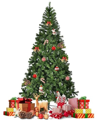 Albero di Natale artificiale con 864 rami, realistico, facile da installare, albero di Natale per decorazioni natalizie, per soggiorno, interni, esterni, negozi (180 cm)