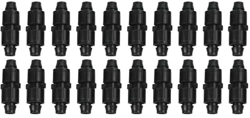 MonoSora Set di 20 pezzi di giunti a nastro antigoccia con chiusura facile e design resistente all'usura per collegamenti di irrigazione sicuri, nero