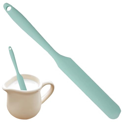 Long Slim Silicone Jar Spatula, 220°C Heat Resistant Flexible Jar Scraper for Small Containers, Non-Stick Baking Spatula for Sourdough Starter, Sauces, Butter, Cake Decorating, Dishwasher Safe (Green)