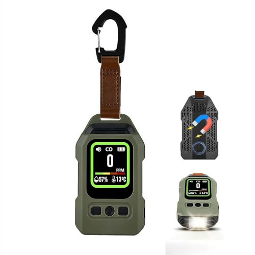 Portable Carbon Monoxide Detector for Travel, Professional 4-in-1 Square CO Monitor with Audible and Visual Alarm, Rechargeable Backlit LCD Screen, 300-Hour Standby for Home, Car, Camping & Tent Use