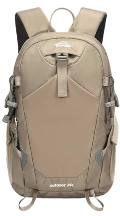 PORRASSO 25L Wanderrucksack Wasserdichter Rucksack Großer Leichter Reiserucksack Trekkingrucksack Oxford-Stoff Backpack für Damen Herren Camping Klettern Reisen Khaki