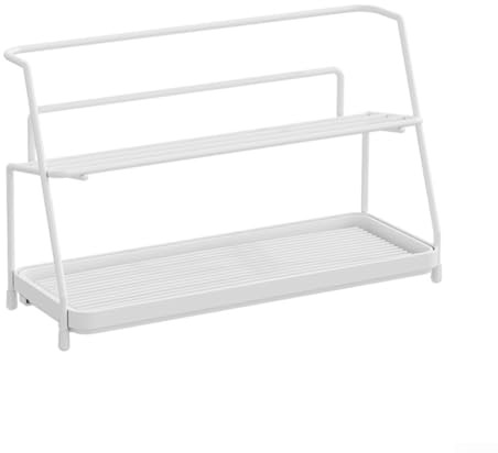 Scaffale portaspezie a 2 ripiani per montaggio a parete o da appoggio, compatibile con barattoli, bottiglie e contenitori per cosmetici (bianco)