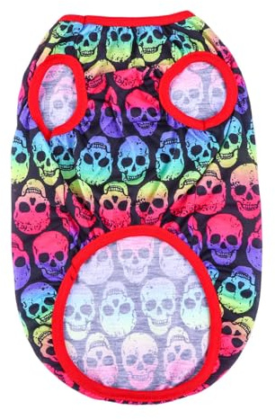Halloween Haustierpullover Warm aus Reiner Baumwolle für Hunde | Hundekleidung für Mottoparty und Cosplay, Farbiges Totenkopf Design, S-größe, Bequemes Sweatshirt