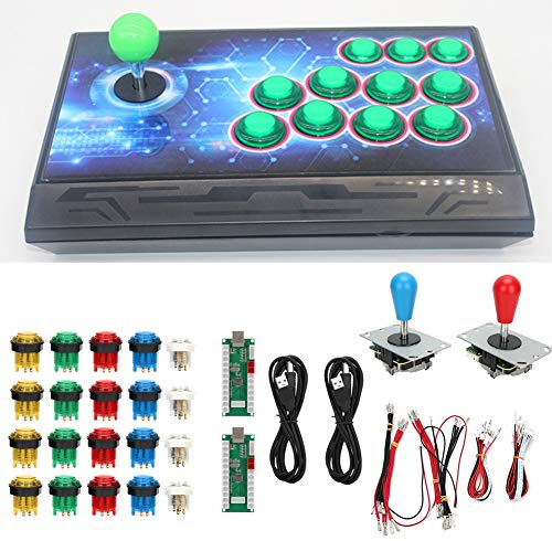 AMONIDA Game Rocker Fighting Joystick con Teclas de Ráfaga para Win10 / Win8 / Win7, Juego de Botones de Luz LED para Jugadores Dobles (#1)