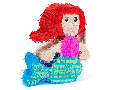 Trendario Pinata Meerjungfrau Geburtstag Mädchen - zum Befüllen & Spielen | Piñata Meerjungfrau ungefüllt, Einschulung & Kindergeburtstag Mädchen, mit Aufhängung, Geschenkidee