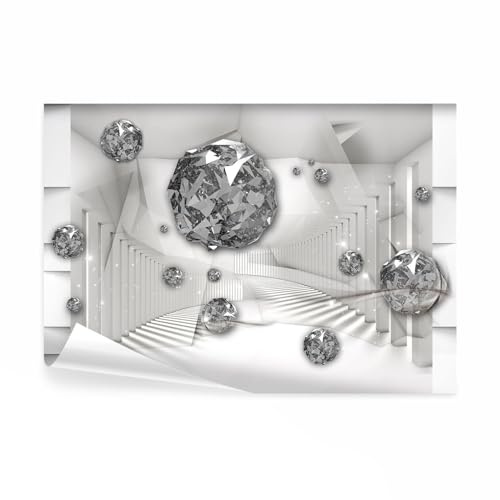 decomonkey Fototapete 3d Effekt Abstrakt, 350x256 cm, XL, Diamanten, Vlies | Schlafzimmer, Wohnzimmer, Design, Tapete, Fototapeten, Tapeten, Wandtapete, Vliestapete, moderne, Wandbild, Wand