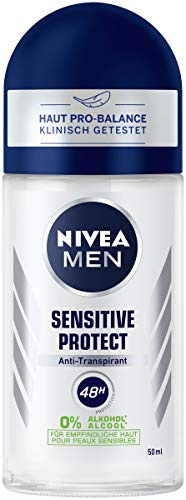 NIVEA MEN Sensitive Protect roll-on deodorant (50 ml), antiperspirant roller for sensitive skin, deodorant with 48-hour protection