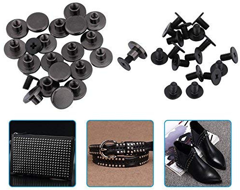 Sheens 20 Pezzi Rivetti Artigianali in Pelle, 5 mm/8 mm Forniture di Riparazione Durevole Ottone filettato Viti a Testa Piatta Rivetto chiodo per Borsa Cintura Borsa Telefono
