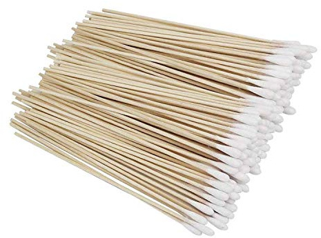 Tampone di cotone con manico in legno lungo 400 pezzi Tamponi di cotone con manici in legno, pulizia Strumento cosmetico a punta singola Rimozione del trucco Cura delle ferite Batuffoli di cotone