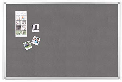 BoardsPlus - Tableau d'Affichage en Feutre Gris, 105 x 75 cm, Cadre en Aluminium